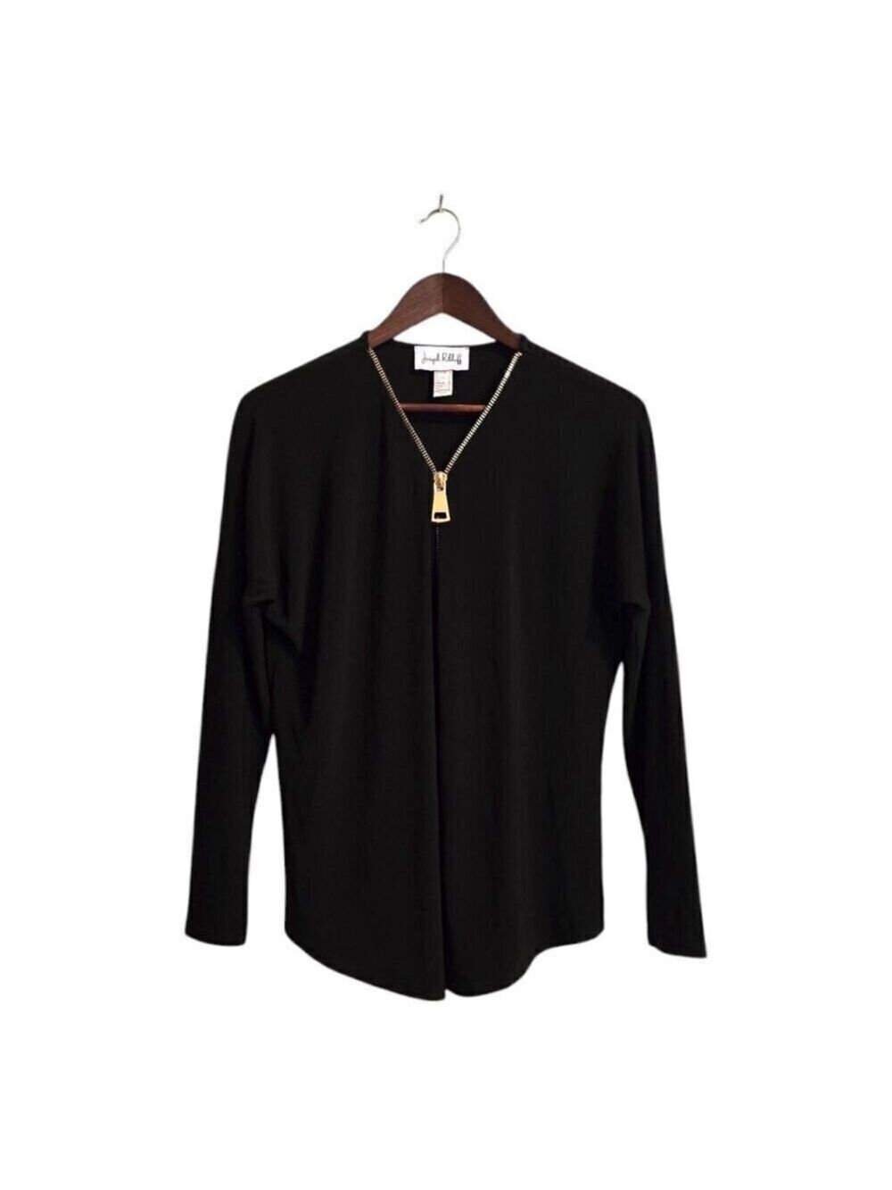 Joseph Ribkoff Black Long Sleeve Zip Front Blouse Sz 6